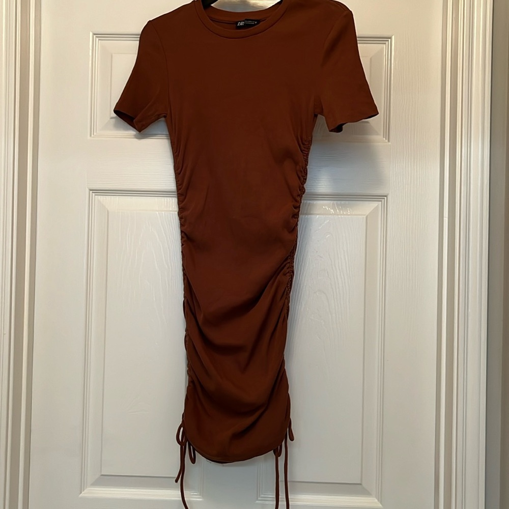 ZARA cotton casual dress terracotta color size medium.